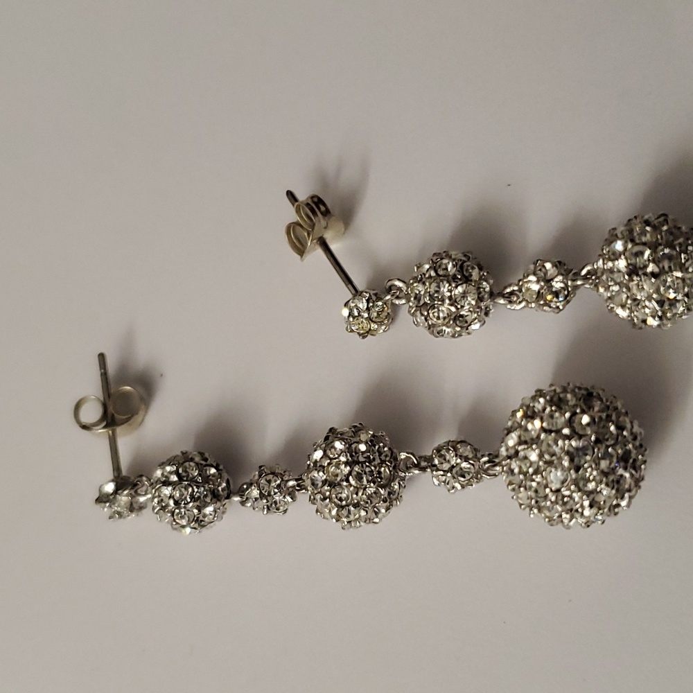 Watch Video / Silver Disco Balls Three Tier Ball Earrings